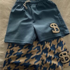 Kids Blue and Beige Patterned Shorts